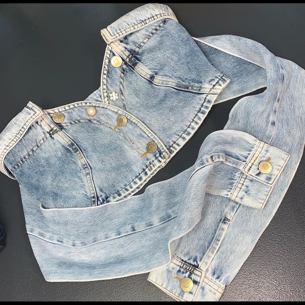 Denim Wrap  Tube Top